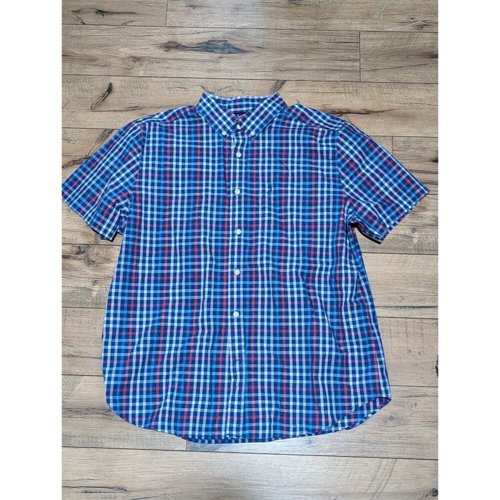 Nautica Classic Fit Wrinkle Resistant Plaid Button-Down Shirt Men's XL Blue